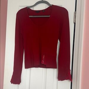 Chic Red Long Sleeve Women's Top